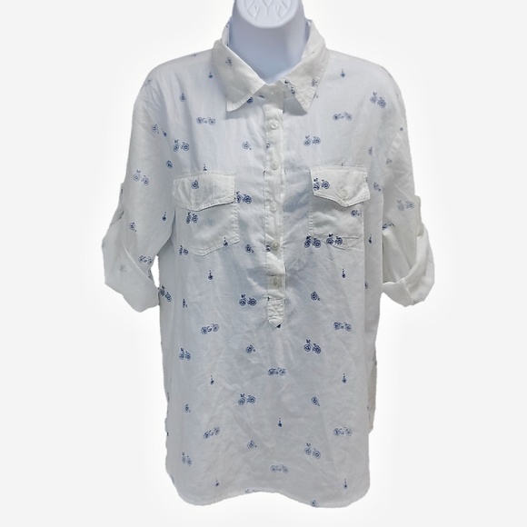 Eden & Olivia Tops - Eden & Olivia Bicycle Popover Top Cotton Lg EUC